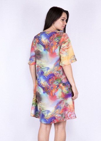 Комбинированное кэжуал платье клеш Time of Style с абстрактным узором
