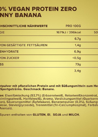 100% Vegan Protein Zero 500 g /16 servings/ Banana Ironmaxx (256379976)