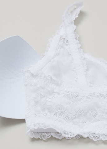 Білий бралетт бюстгальтер H&M без кісточок поліамід
