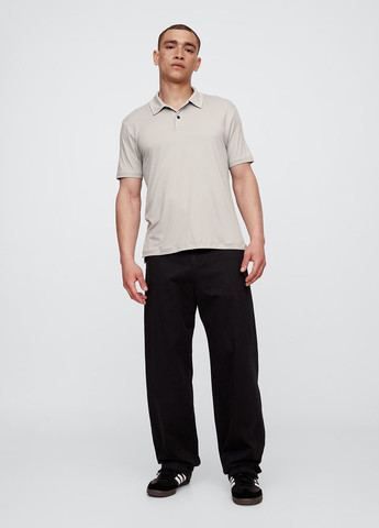 Серая футболка-поло для мужчин Gap однотонная