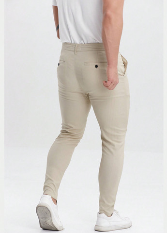 Светло-бежевые кэжуал демисезонные чиносы, зауженные брюки SHEIN