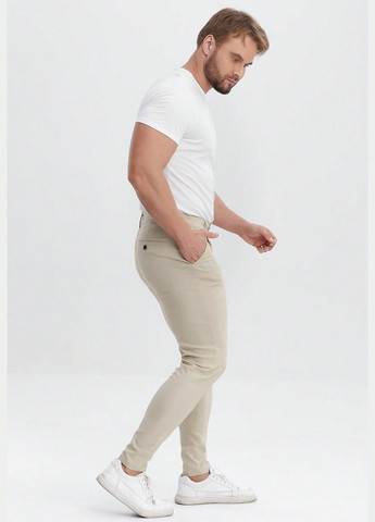 Светло-бежевые кэжуал демисезонные чиносы, зауженные брюки SHEIN