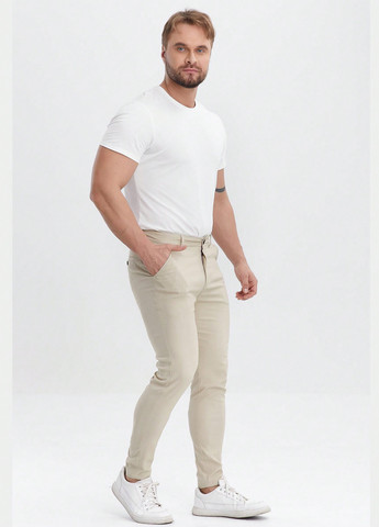 Светло-бежевые кэжуал демисезонные чиносы, зауженные брюки SHEIN
