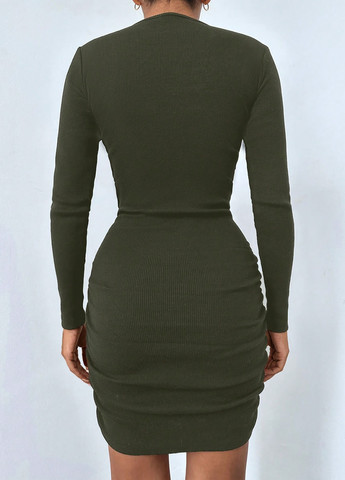 Оливкова (хакі) кежуал сукня силуетна SHEIN однотонна