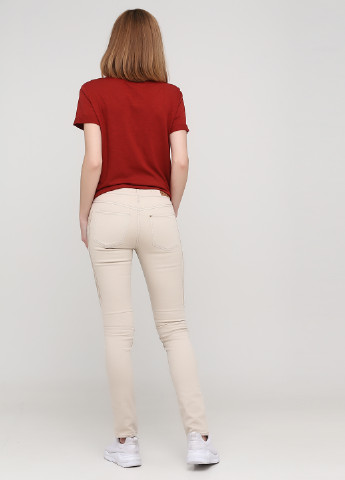 Светло-бежевые джинсовые демисезонные зауженные брюки H&M