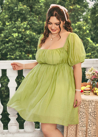 Салатова кежуал сукня в стилі армпір SHEIN однотонна