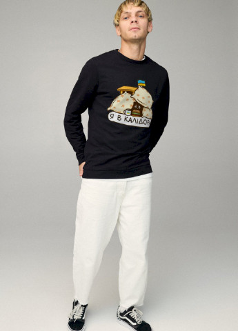 Чорний свитшот мужской basic /no flis/ YAPPI малюнок (254557517)