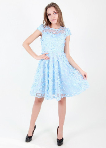 Голубое коктейльное платье Meixin однотонное