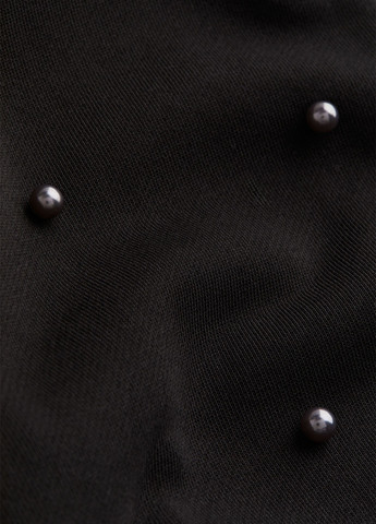 Свитшот H&M - Свободный крой однотонный черный кэжуал хлопок, трикотаж - (292951646)