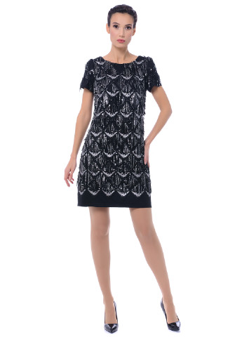Чорна коктейльна сукня, сукня Iren Klairie з геометричним візерунком