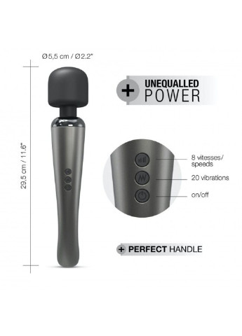 Потужний вібромасажер MEGAWAND Chrome Silver водонепроникний, перезаряджається, 160 режимів Dorcel (252607153)