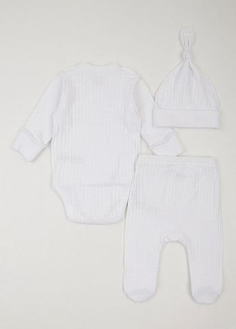 Білий демісезонний комплект (боді, повзунки, шапка) KRAKO