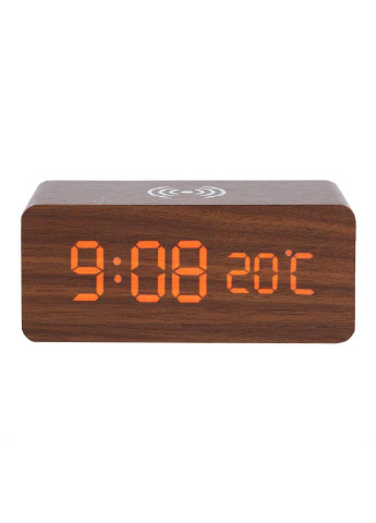 Светодиодные часы с беспроводной зарядкой Деревянный Wood Wireless clock UFT (246844052)