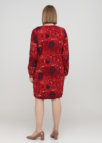 Бордовое кэжуал платье а-силуэт Best Mountain с абстрактным узором