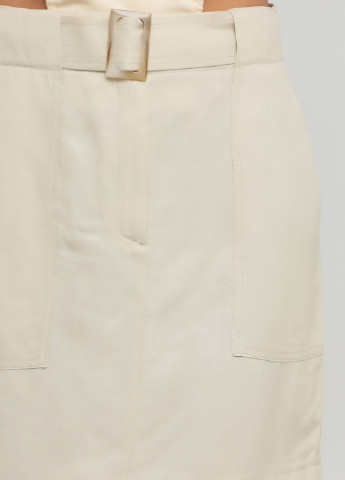 Бежевая кэжуал однотонная юбка Massimo Dutti а-силуэта (трапеция)