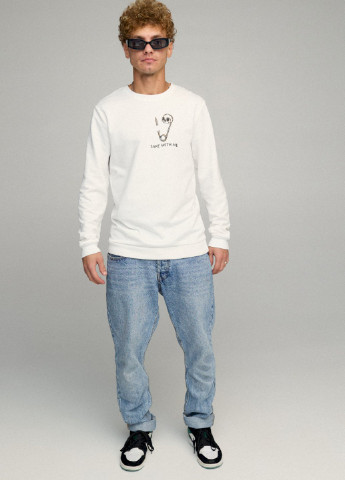 Белый світшот чоловічий basic /no flis/ YAPPI рисунок (254557755)