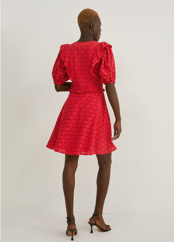 Червона кежуал сукня кльош C&A однотонна