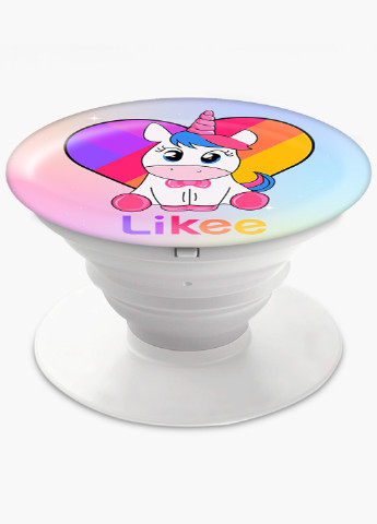 Попсокет (Popsockets) тримач для смартфону Лайк Єдиноріг (Likee Unicorn) (8754-1594) Чорний MobiPrint (216748464)