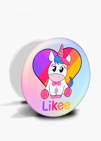 Попсокет (Popsockets) тримач для смартфону Лайк Єдиноріг (Likee Unicorn) (8754-1594) Чорний MobiPrint (216748464)