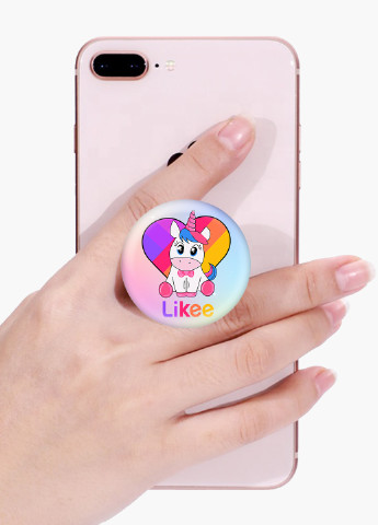 Попсокет (Popsockets) тримач для смартфону Лайк Єдиноріг (Likee Unicorn) (8754-1594) Чорний MobiPrint (216748464)