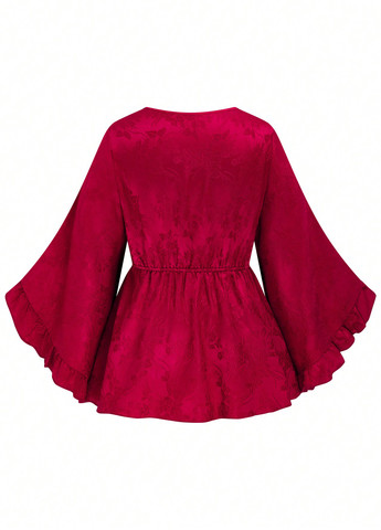 Бордовая блуза с баской SHEIN