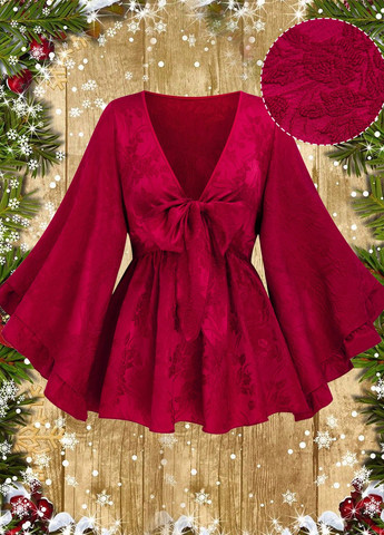 Бордовая блуза с баской SHEIN