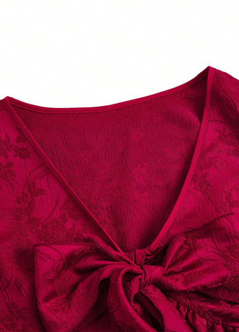 Бордовая блуза с баской SHEIN