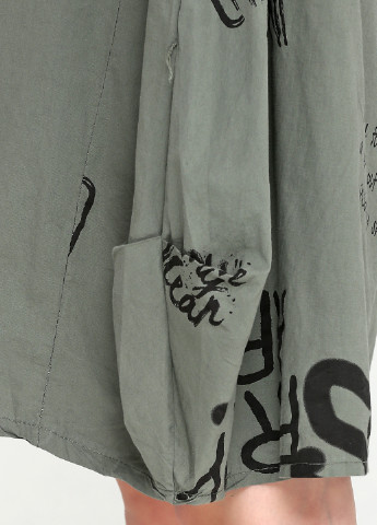 Оливковое (хаки) кэжуал платье New Collection с надписью