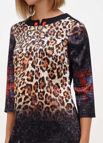 Черное кэжуал платье Sassofono леопардовый