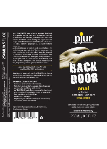 Анальная смазка backdoor anal Relaxing jojoba silicone 250 мл на силиконовой основе Pjur (251864330)