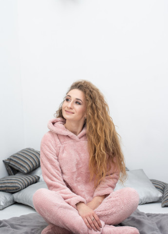 Пудровая всесезон теплая женская пижама v.o.g. с махры на зиму кофта + брюки V.O.G.