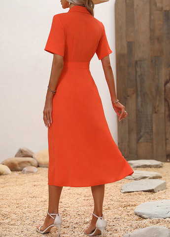 Помаранчева кежуал сукня на запах, сукня-жакет SHEIN однотонна