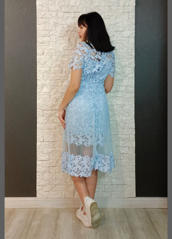 Голубое кэжуал платье New Fashion однотонное