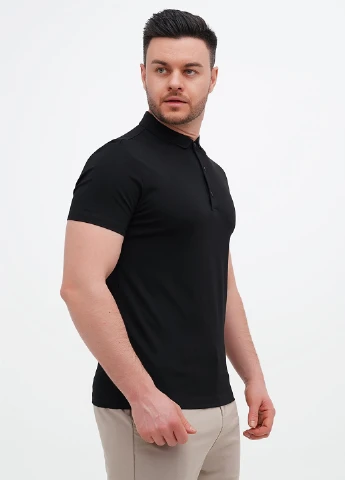 Черная футболка-поло для мужчин Trend Collection однотонная