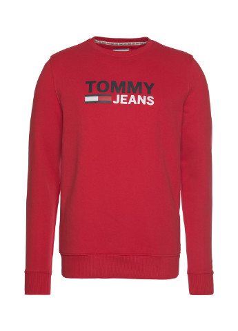 Свитшот Tommy Jeans - Прямой крой надпись красный кэжуал трикотаж - (182517062)