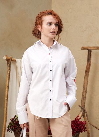 Біла демісезонна класична сорочка супер оверсайз INNOE Блуза