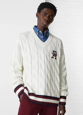 Білий демісезонний светр пуловер Tommy Hilfiger