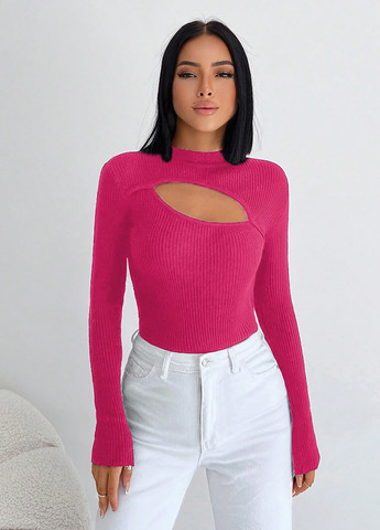 Фуксиновий (колору Фукія) демісезонний светр SHEIN