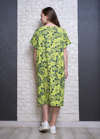 Світло-зелена кежуал плаття, сукня оверсайз 158С з квітковим принтом