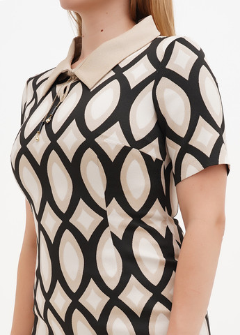 Бежевое кэжуал платье футляр Sassofono с геометрическим узором