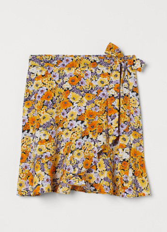 Черная кэжуал цветочной расцветки юбка H&M