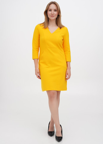 Желтое кэжуал платье футляр Boden однотонное