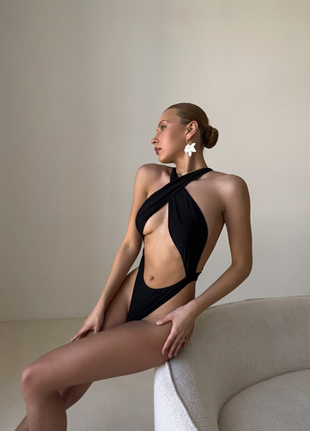 Черный летний купальник слитный NOVA VEGA