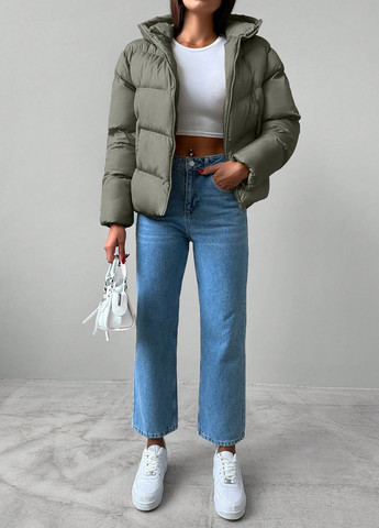 Оливкова (хакі) зимня куртка SHEIN