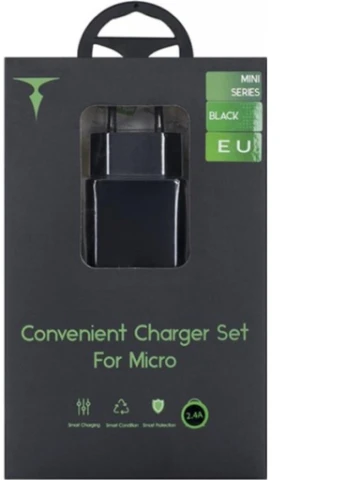 Зарядний пристрій Mini 12W 2.4A + Micro cable 1.2m (Black) (Mini (B) + Micro) T-PHOX (216637531)