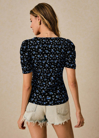 Синяя блуза на запах SHEIN