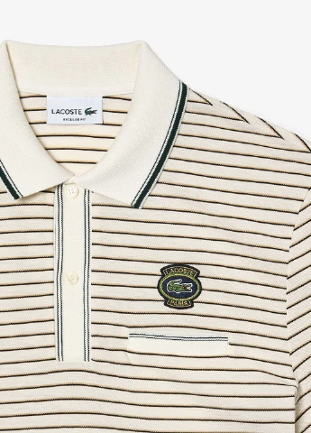 Белая футболка-поло для мужчин Lacoste в полоску