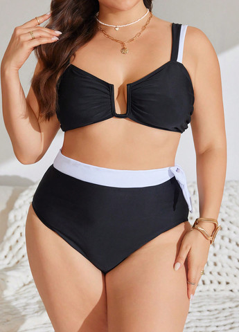 Чорно-білий літній купальник (ліф, трусики) роздільний SHEIN