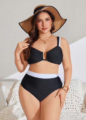 Чорно-білий літній купальник (ліф, трусики) роздільний SHEIN