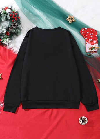 Черный свитшот SHEIN новогодний без декора (332709475)